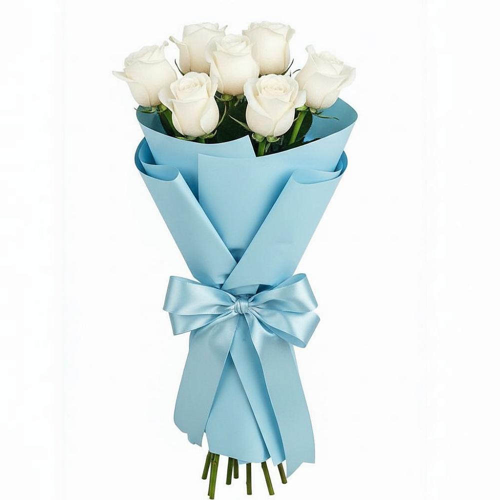Букет 7 белых роз Проуд в Березовке Пермский край