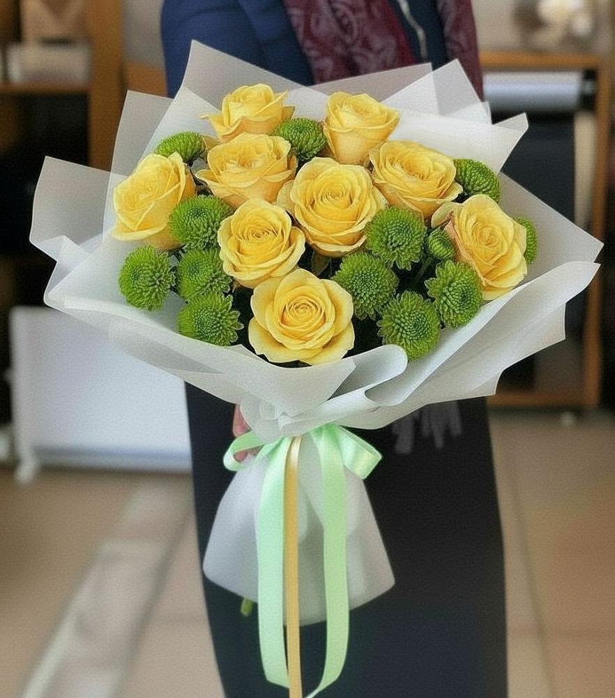 Букет цветов из: Хризантемы и Розы в Березовке Пермский край