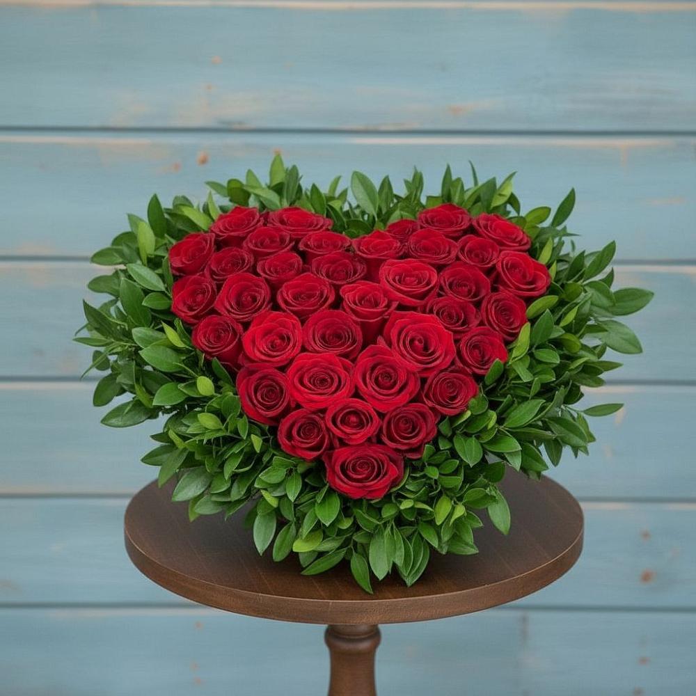 Цветочная композиция из Розы в виде сердца в Березовке Пермский край