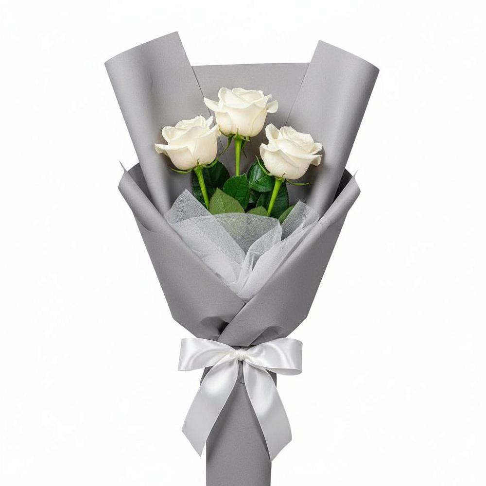 Букет 3 белые розы в Березовке Пермский край