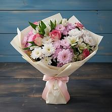 Букет цветов из:  Хризантемы, Альстромерии и Розы в Березовке Пермский край