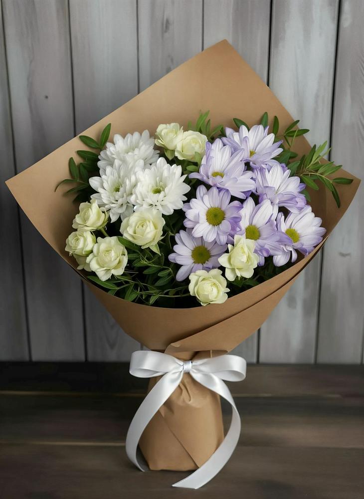Букет цветов из: Хризантемы и Розы в Березовке Пермский край